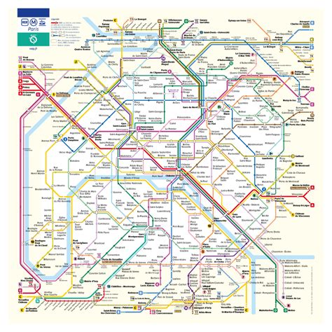 Plan des lignes de métro, RER, bus et Tramway